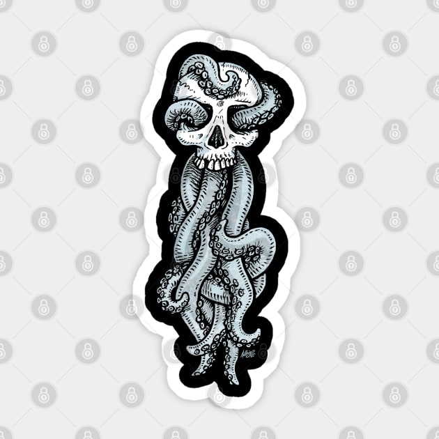 Tentaskull - Cthulhu Skull Sticker by BradAlbright